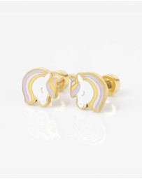 Wanderlust + Co - Unicorn Enamel Gold Flat Back Earrings