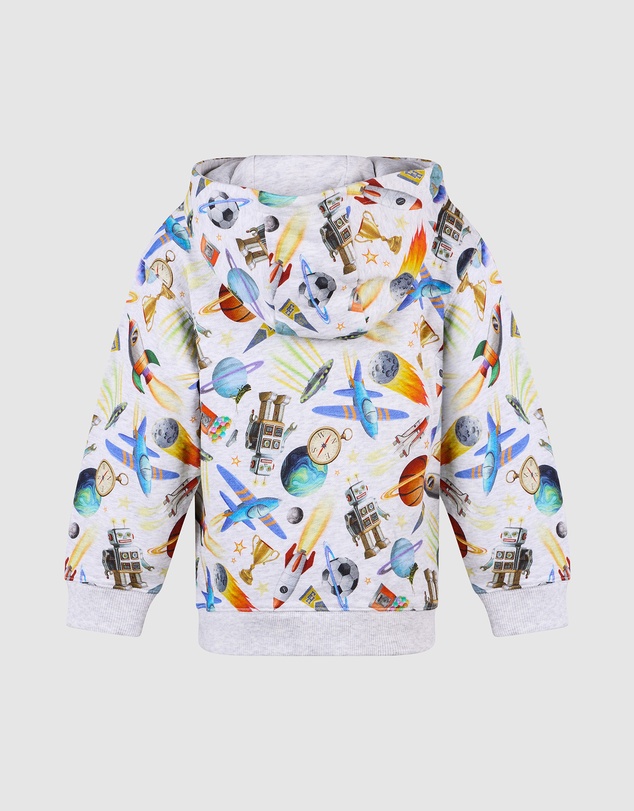 Fleur Harris - 'Outer Space' Space Hoodie in Grey Marle