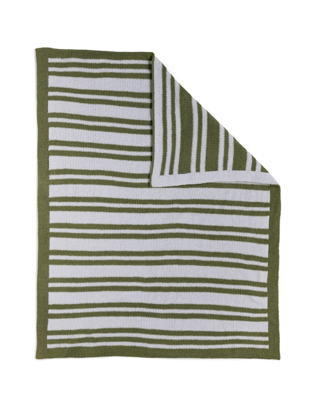 Living Textiles - Chenille Blanket - Stripes Sage