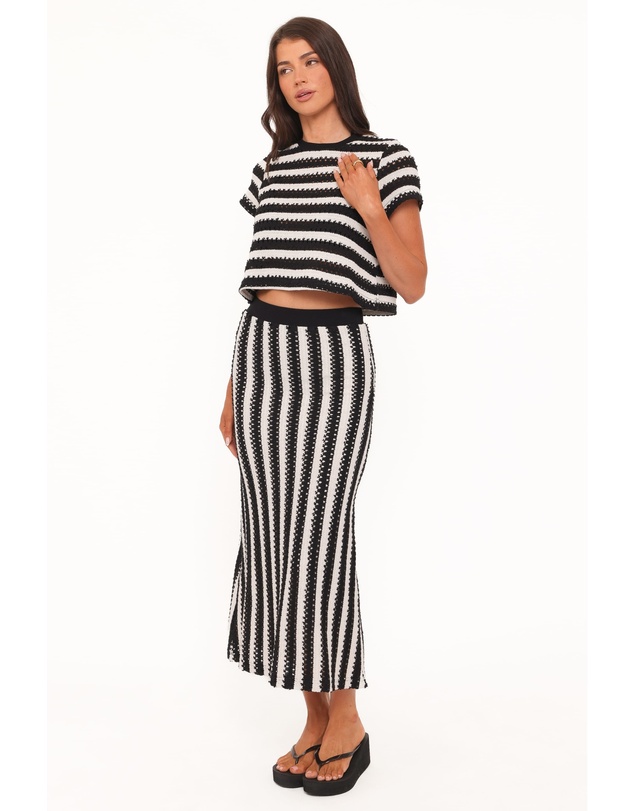 Petal & Pup - Jaden Knit Skirt Set - Black/White Stripe