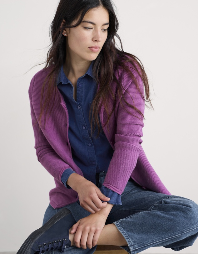 Seasalt - Seasalt Cornwall Purple Makers Jersey Roll Neck Cardigan