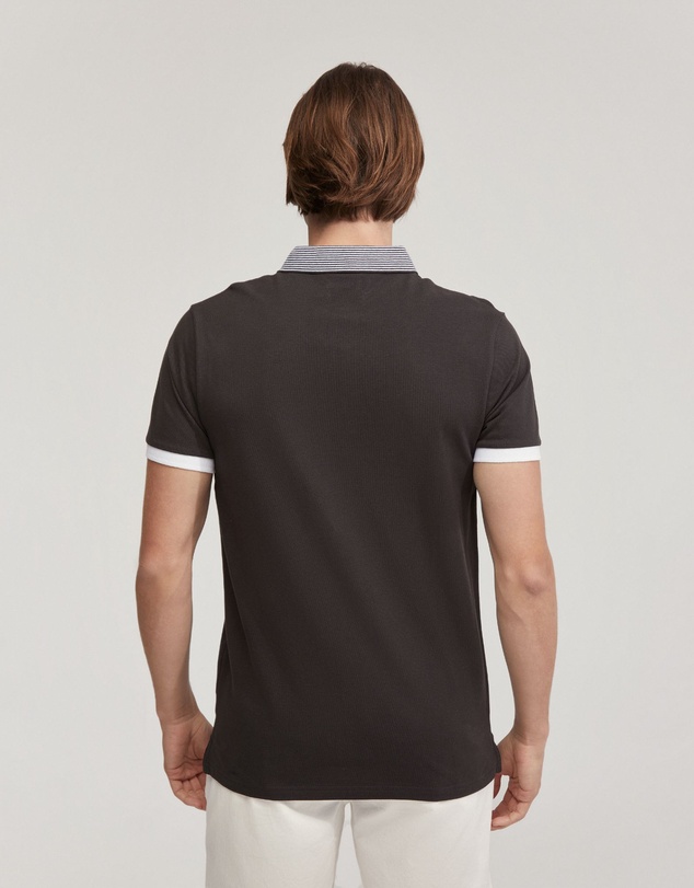 Oxford - Dylan Striped Collar Pique Polo