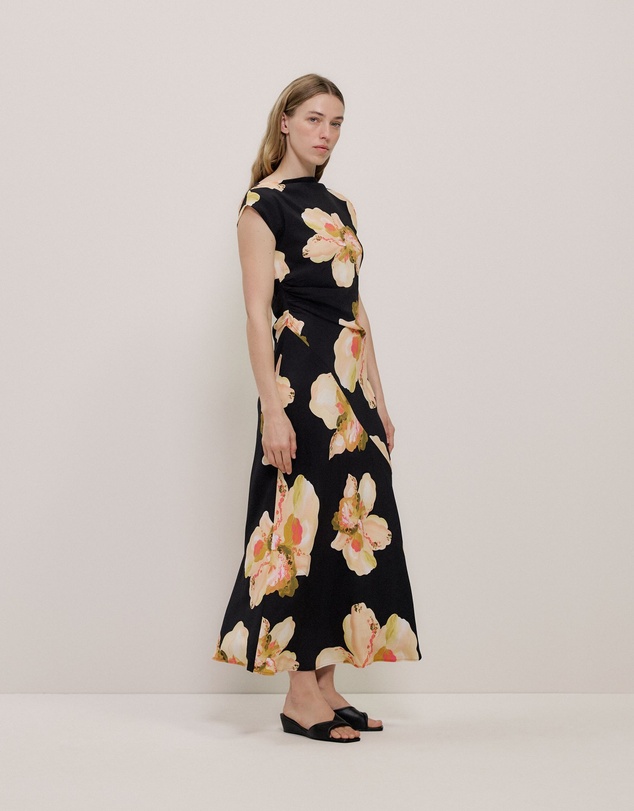 Trenery - Caelia Draped Bias Dress in Black