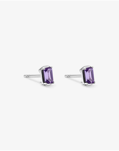 Michael Hill - Emerald-Cut Amethyst Stud Earrings in Sterling Silver