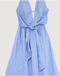 Revibe - Repaired AERE Odele Linen Halter Midi Dress - AU 6