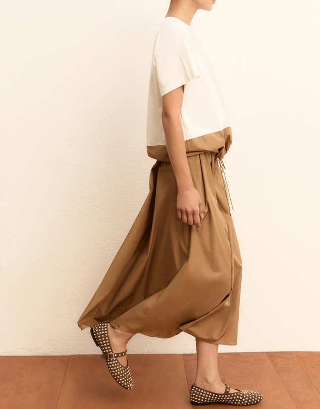 Emme - Camel Contrast Taffeta Top