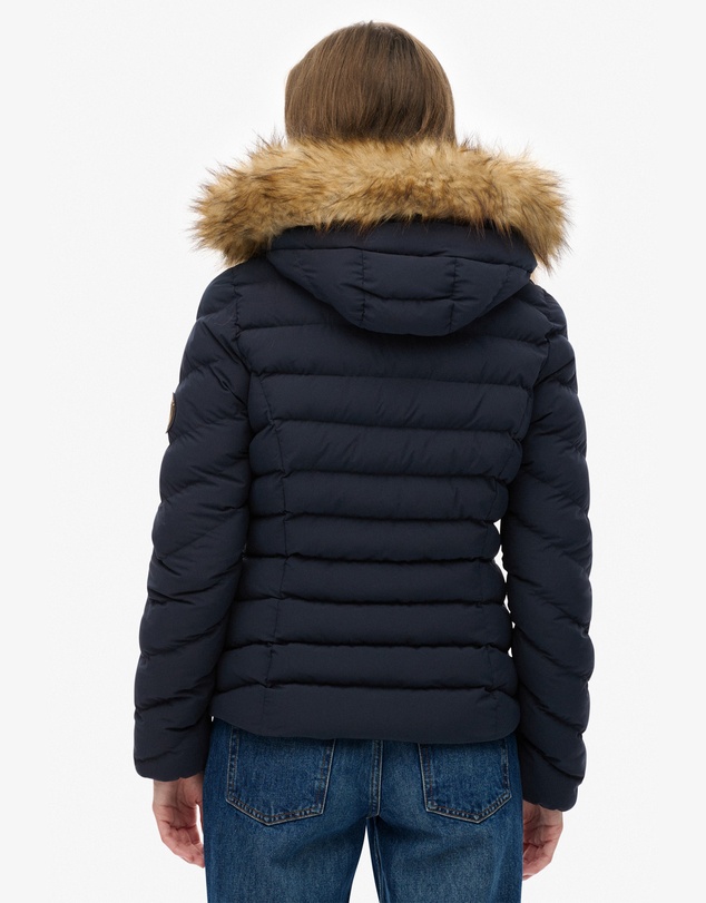 Superdry - Fuji Faux Fur Slim Fit Hood Padded Jacket