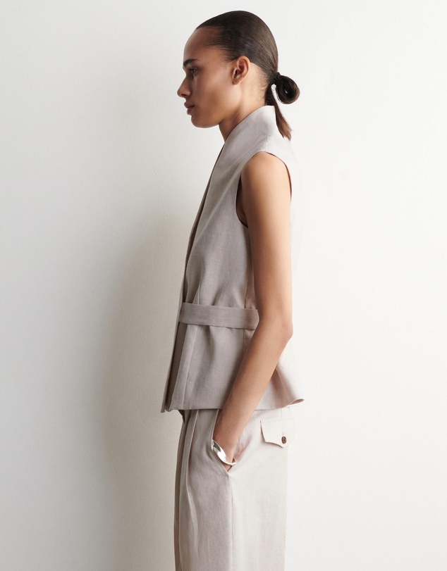 COS - Shawl-Collar Belted Linen Waistcoat