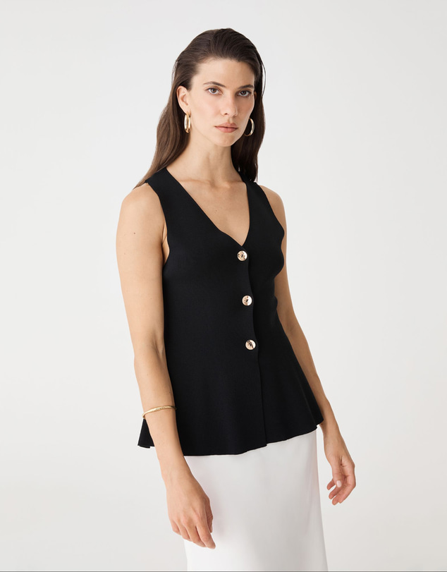 Forcast - Valerie Button Peplum Knit Top