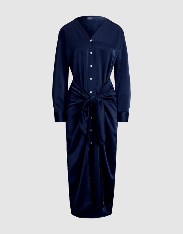 Polo Ralph Lauren - Satin Tie-Front Wrap Shirtdress