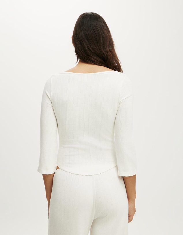Cotton On Body - Dreamy Soft Pointelle 3/4 Long Sleeve Top