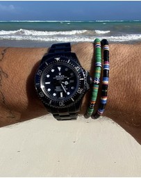 Nialaya Jewellery - Men's Beaded Bracelet with Green Disc Beads