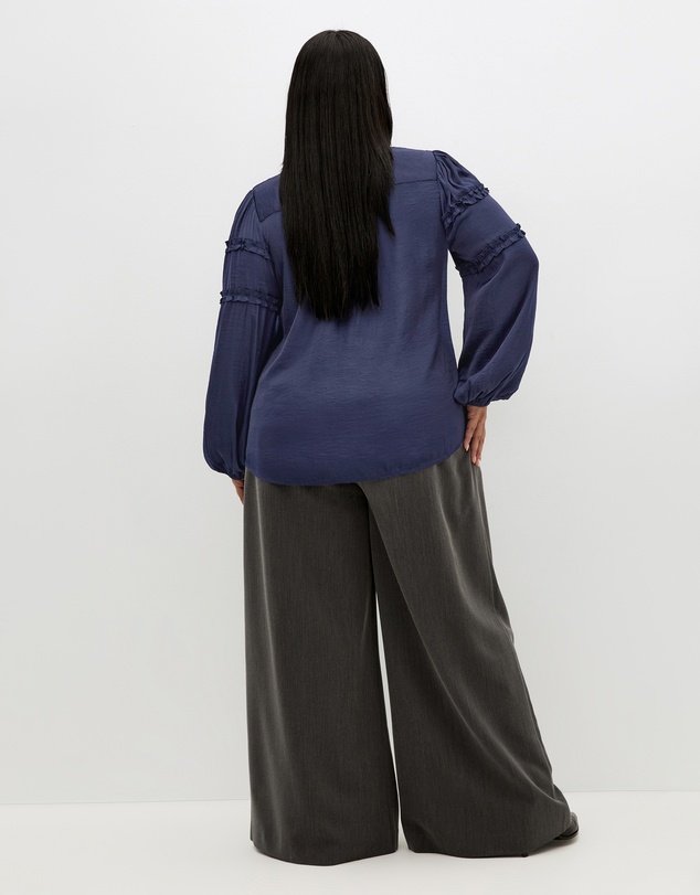 City Chic - Plus size Drama Queen Long Sleeve Shirt - navy