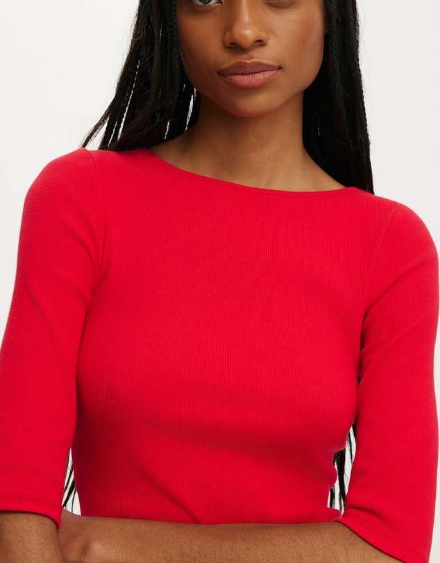 Cotton On - Boat Neck 3/4 Sleeve Top