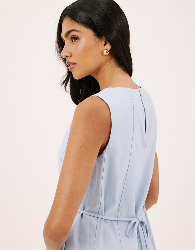 Atmos&Here - Willow Linen Blend A-Line Mini Dress with Top Stitching Detail