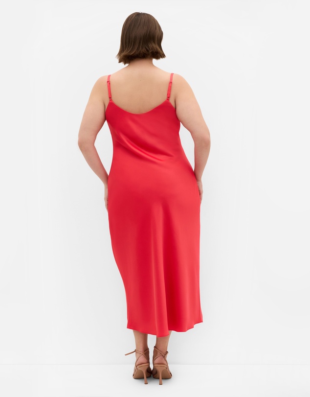 City Chic - Sadie Satin Slip Dress - watermelon