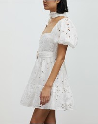 Asilio - Tiered Puff Sleeve Broderie Mini Dress