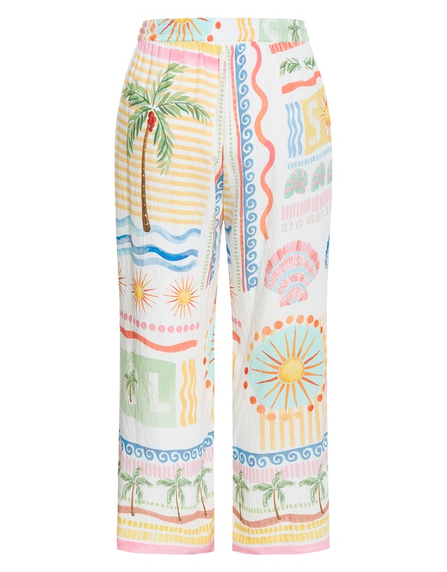 City Chic - Aliya Sea Dream Placement Print Pant