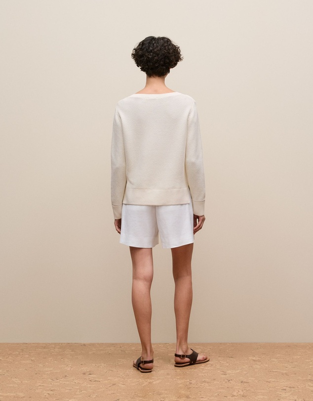 Trenery - Cotton Linen Boatneck Knit in White