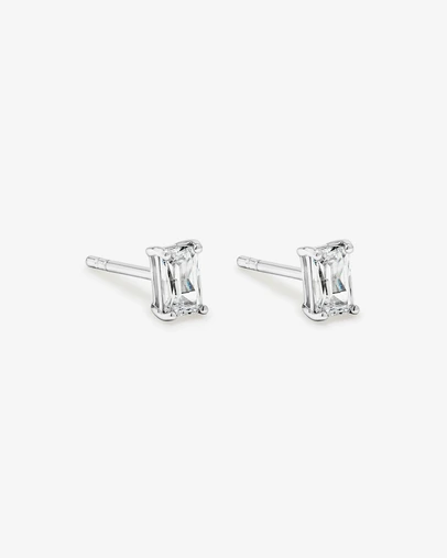 Michael Hill - Emerald-Cut Cubic Zirconia Solitaire Stud Earrings in Sterling Silver