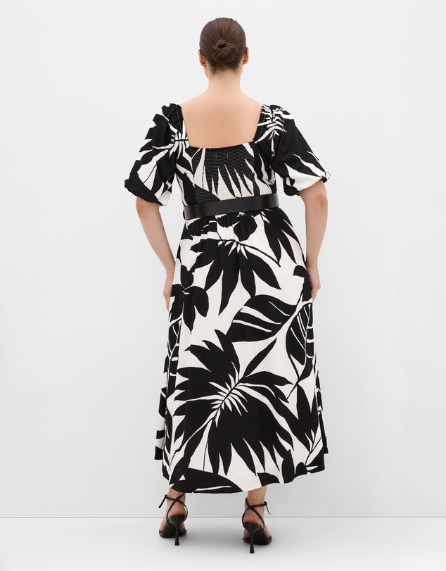 City Chic - Plus Size Collins Oasis Print Belted Maxi Dress - black