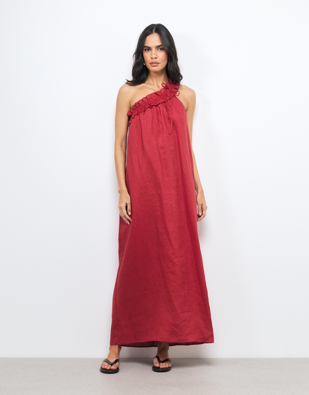 AERE - Suki One Shoulder Gathered Maxi Dress