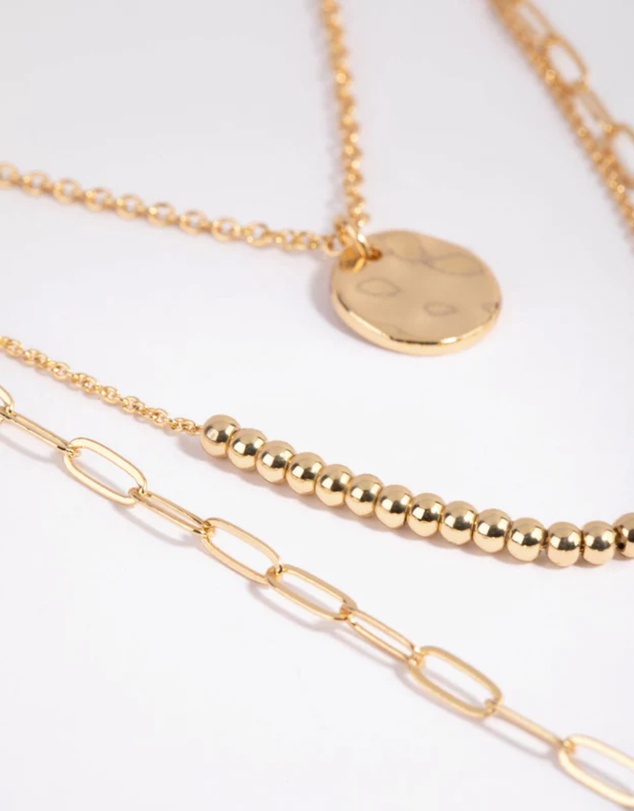 Lovisa - Gold Plated Disc & Ball Necklace Layered Necklace
