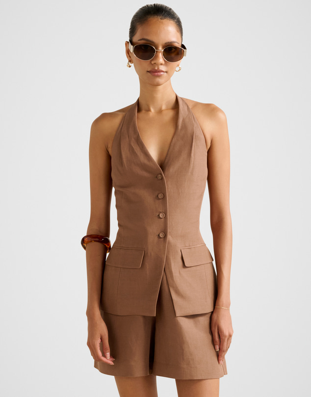 Forever New Petite - Saxon Petite Halter Neck Waistcoat