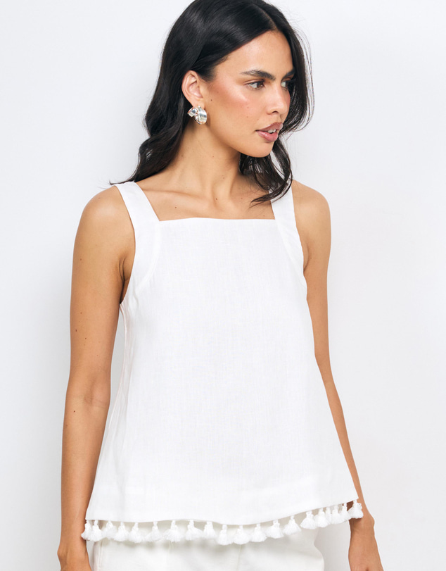 AERE - Lilia Linen Tassel Top