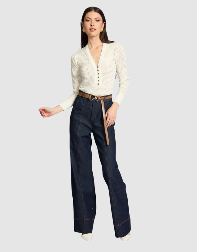 Honey and Beau - Biana Knit Button Up Top
