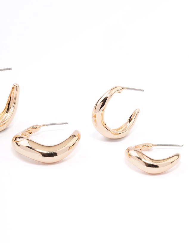 Lovisa - Gold Wave Matched Hoop Earring Pack