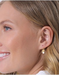 Elli Jewelry - Earrings Ear Hanger Guardian Angel Pendant Elegant with Freshwater Pearl in 925 Sterling Silver Gold Plated