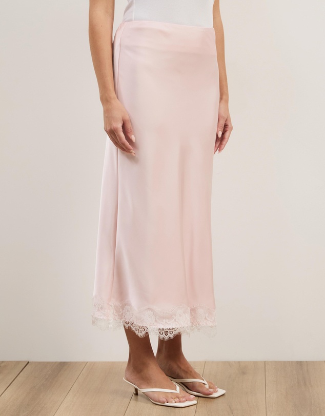 Atmos&Here - Paris Lace Satin Midi Skirt