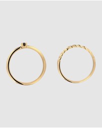 Elli Jewelry - Black Pearl Ring Set in Gold-Plated 925 Sterling Silver