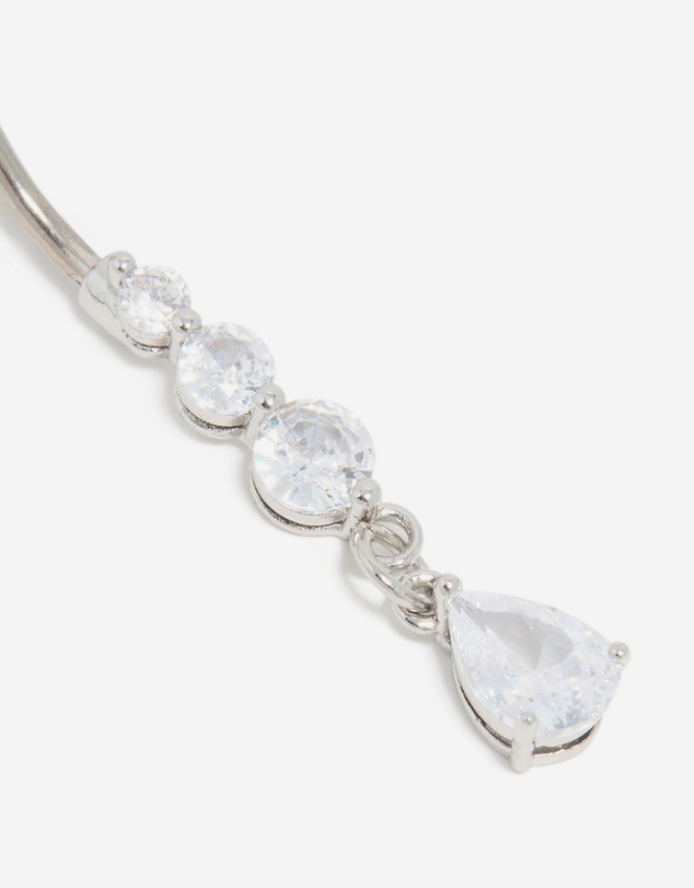 Lovisa - Surgical Steel Triple Cubic Zirconia Drop Belly Bar