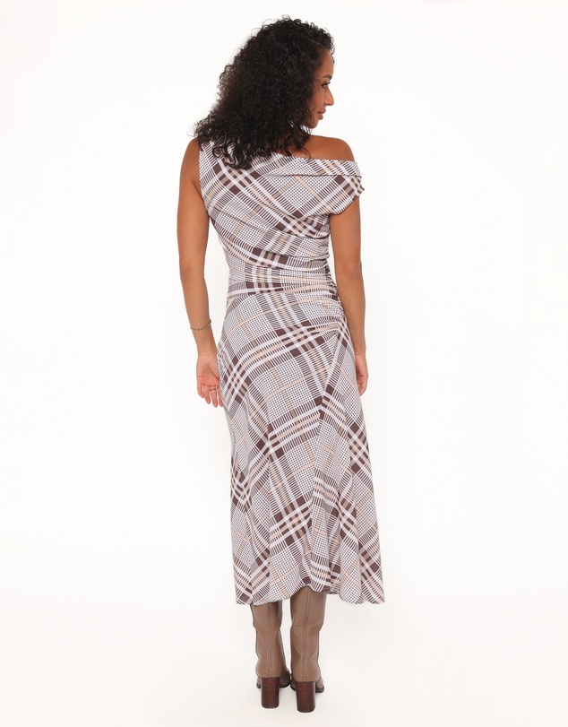 Petal & Pup - Dawn Off Shoulder Midi Dress - Plaid