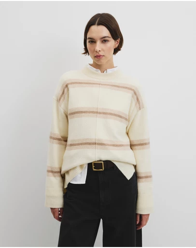 Country Road - Extrafine Merino Stripe Crew Neck Knit