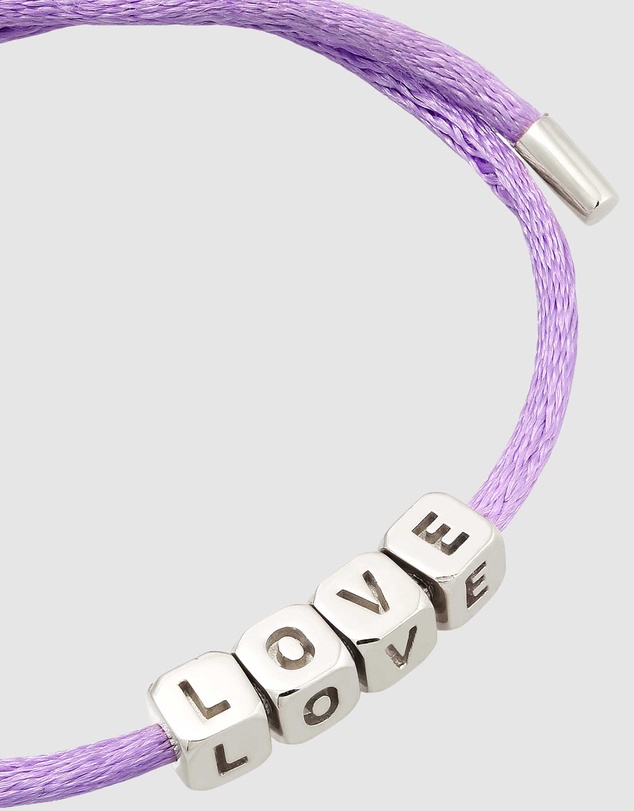Elli Jewelry - LOVE Charm Purple Satin Bracelet