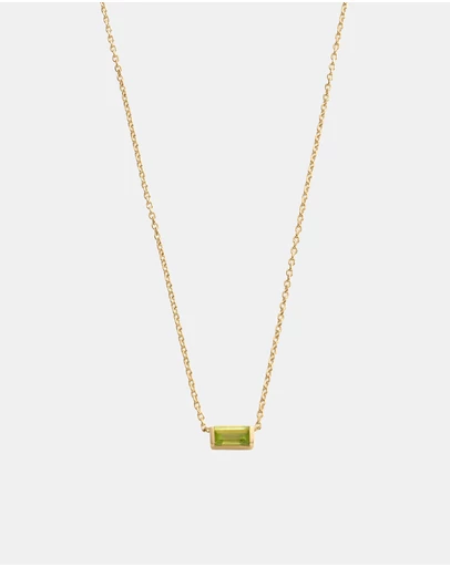Kirstin Ash - Baguette Birthstone Necklace August Peridot