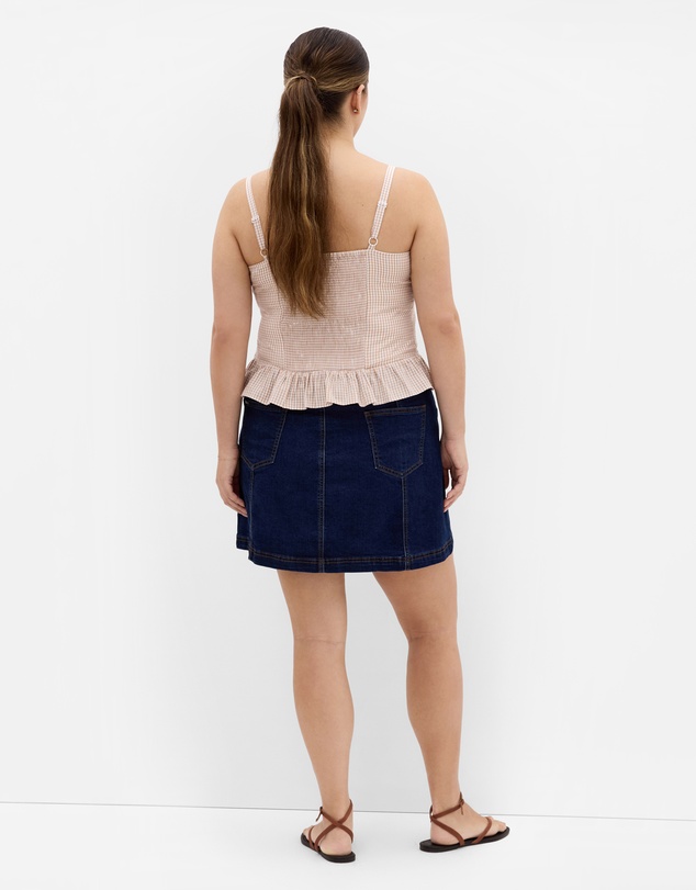 City Chic - Plus size Tessa Check Print Bustier Top - taupe
