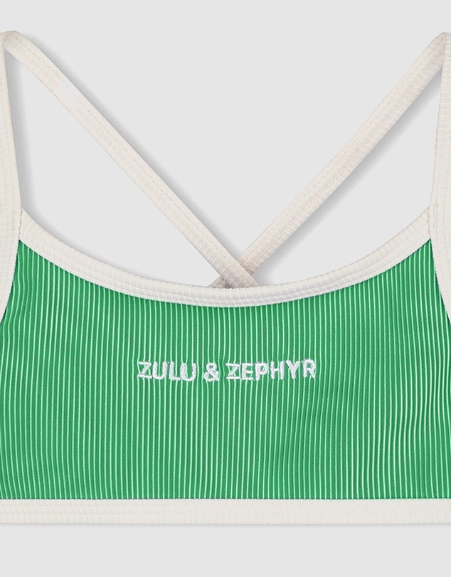 Zulu & Zephyr Mini - Mini Stripe Rib Logo Bikini Top - Kids-Teens