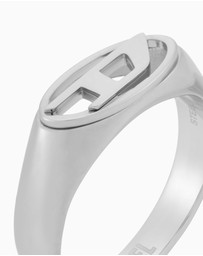 Diesel - Oval D Logo Silver Tone Ring