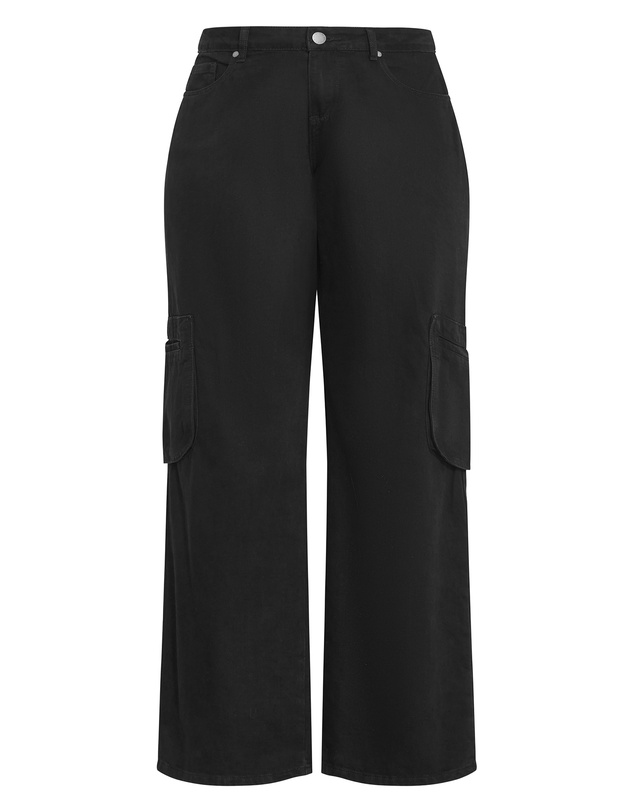 City Chic - Plus size Clarence Cargo Denim Pant - black
