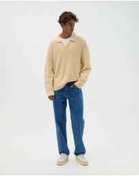 AERE - Oversized Open Collar Knit Polo
