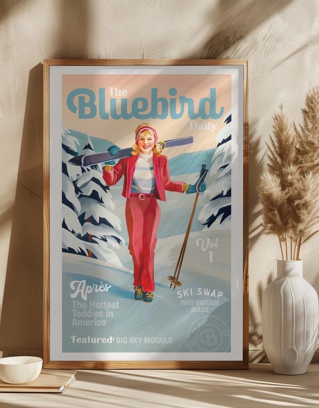 Olive et Oriel - The Bluebird Daily Pinup Ski by The Whiskey Ginger Art Print