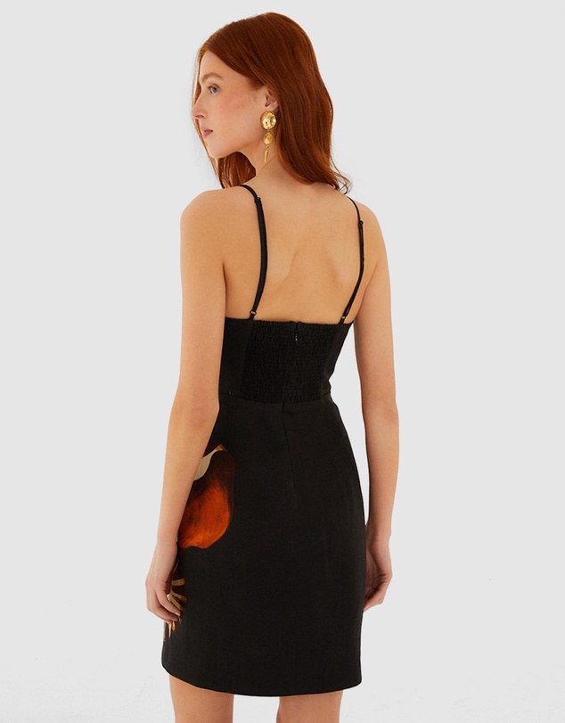 Farm Rio - Ammonite Placed Black Shell Bust Mini Dress