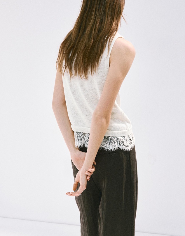 M.N.G - Lace Detail Knit Top