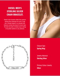 Diesel - D Logo Silver Tone Bracelet
