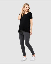 Ripe Maternity - Short Sleeve Raw Edge Nursing Top