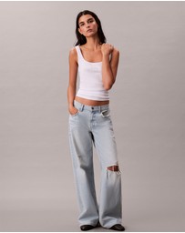 Calvin Klein Jeans - Monologo Rib Scoop Neck Tank Top